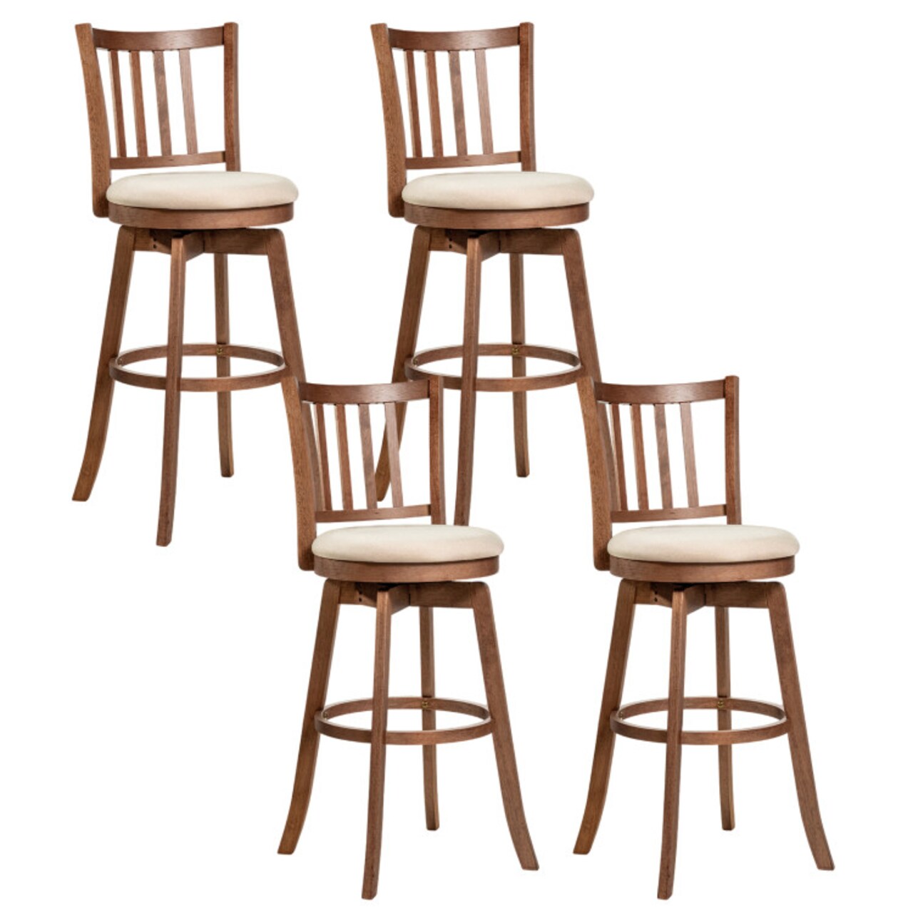 Counter Height Swivel Chairs with Upholstered Seats & Backrest Set of 4
